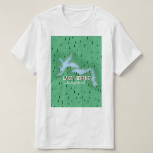 Camiseta cartel de viaje mapa del lago Lucerna Suiza