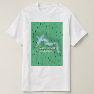 Camiseta cartel de viaje mapa del lago Lucerna Suiza