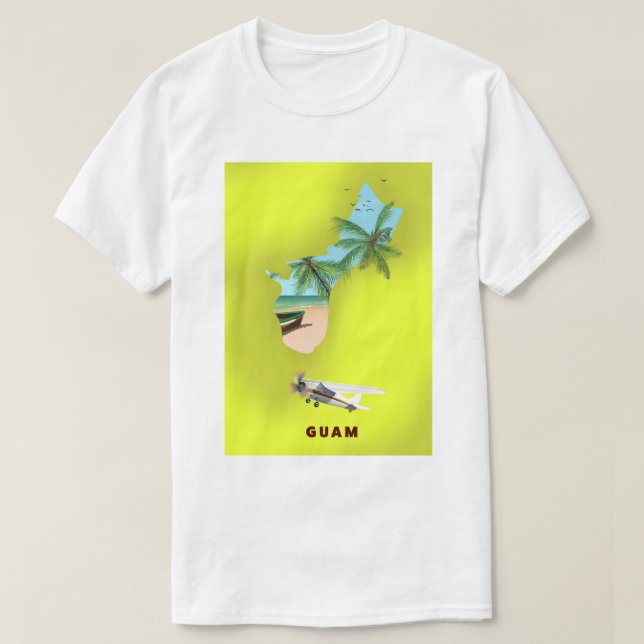 Camiseta cartel de viaje mapa ilustrado de Guam (Diseño del anverso)