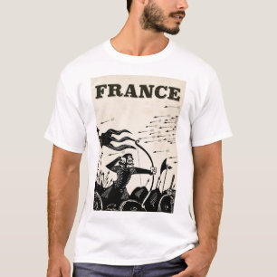 Camiseta Cartel de viaje vintage de Francia. Coche medieval