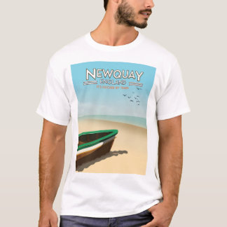 Camiseta Cartel de viaje vintage de la costa de Newquay Ing