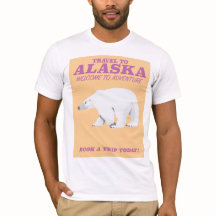 Cartel de viaje vintage de oso polar de Alaska