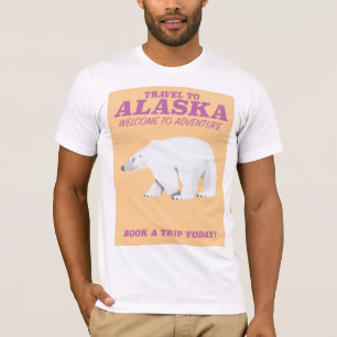 Camiseta Cartel de viaje vintage de oso polar de Alaska