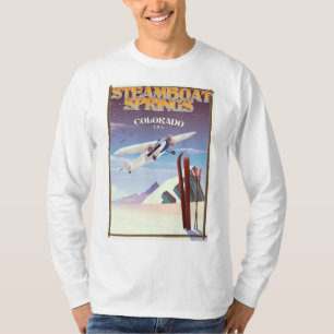 Camiseta Cartel de viaje vintage de Steamboat Springs color