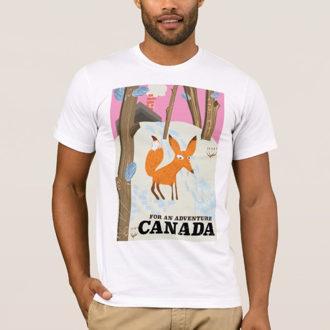 Camiseta Cartel de viaje vintage de Zorro de Canadá (Anverso)