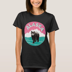Camiseta Cartel de viaje vintage, oso negro de Alaska en la
