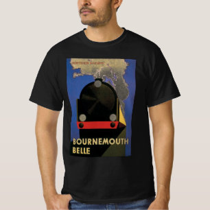 Camiseta Cartel de viaje vintage, tren Bournemouth Belle