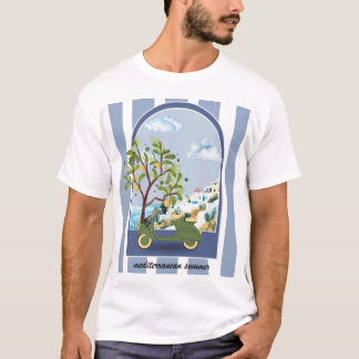Camiseta Cartel de Viajes Costeros de Scooter de Verano Med