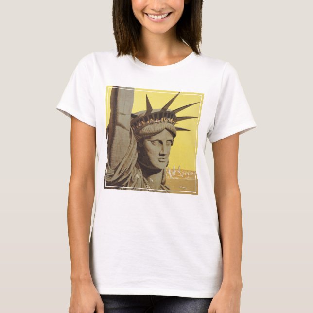 Camiseta Cartel De Viajes Para Nueva York, United Air Lines (Anverso)