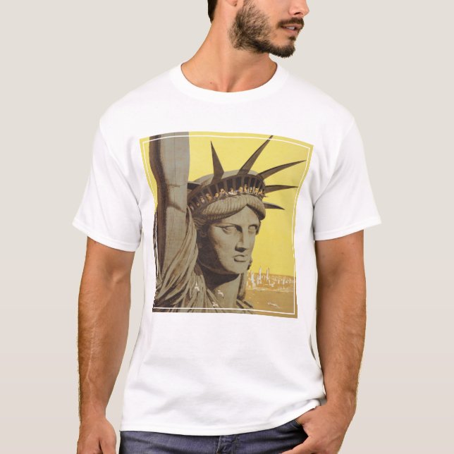 Camiseta Cartel De Viajes Para Nueva York, United Air Lines (Anverso)