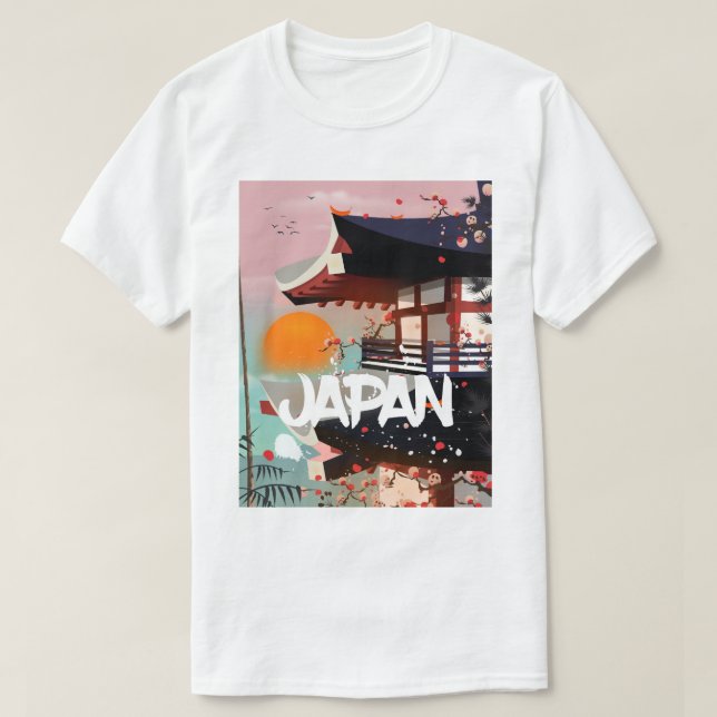 Camiseta Cartel del edificio de Japón al atardecer (Diseño del anverso)