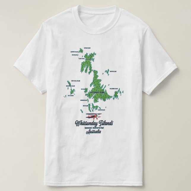 Camiseta Cartel del mapa de las Islas Whitsunday Australia (Diseño del anverso)