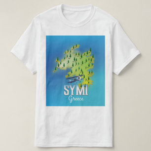 Camiseta Cartel del viaje de Grecia del mapa de la isla de