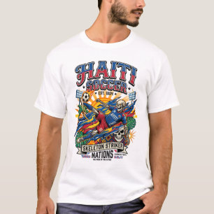 Camiseta Cartel estilo Haití fútbol esqueleto delantero nac