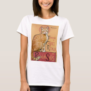 Camiseta Cartel Francés Antiguo Estilo Gato Naranja