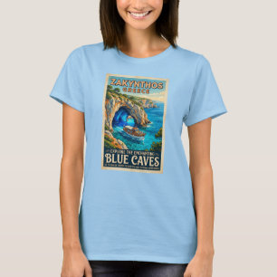 Camiseta Cartel Retro de Viaje a Zakynthos Grecia – Explora