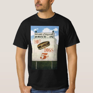 Camiseta Cartelera antigua, Drive In de hot dogs más grande