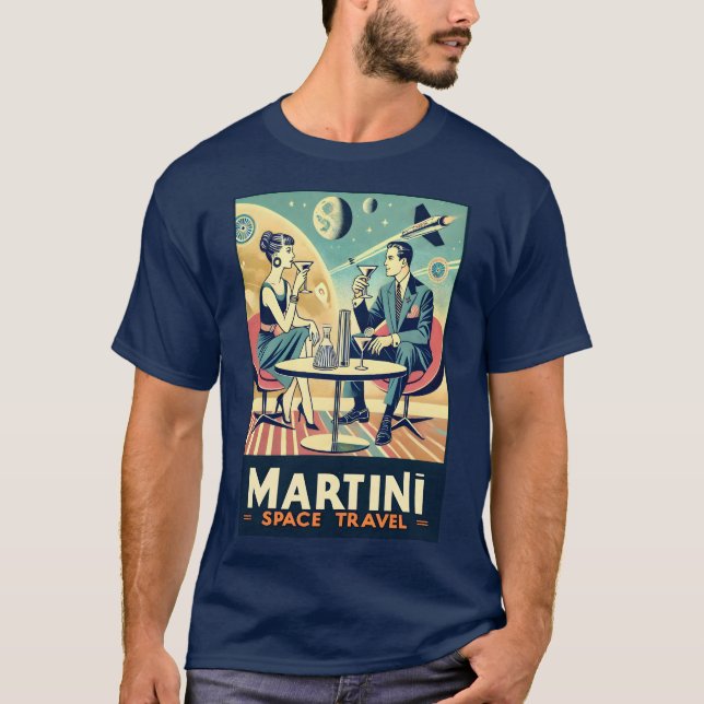 Camiseta Carteles de viajes espaciales de Martini (Anverso)