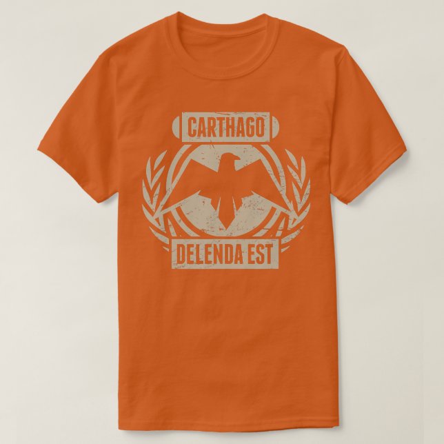 Camiseta Carthago Delenda Est Antiguo Cartel de Roma (Diseño del anverso)