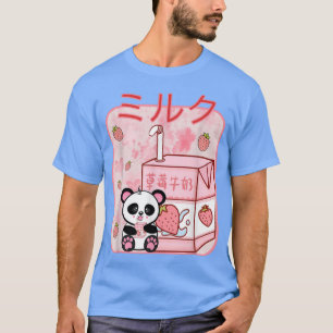Camiseta Cartón de fresa de leche retro 90 Cute Kawaii Pand