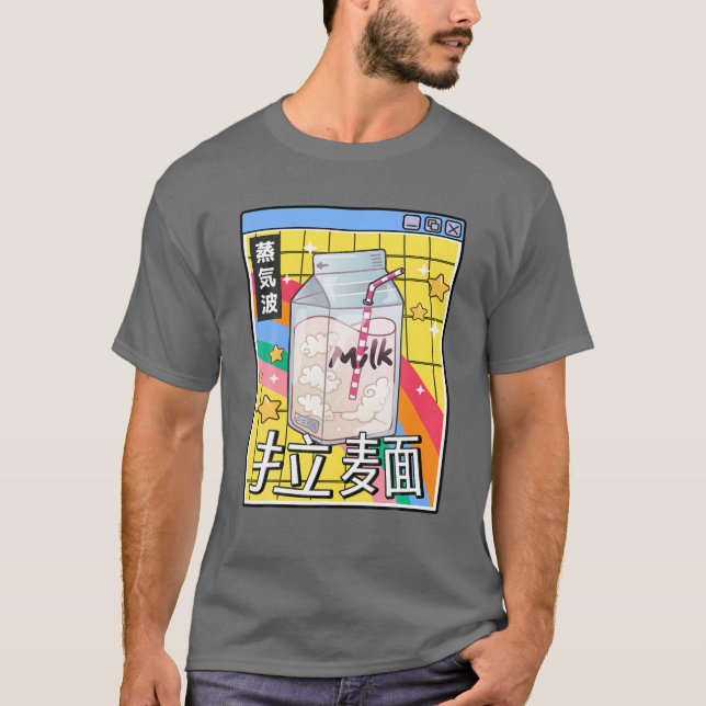 Camiseta Cartón de la leche Arcoiris 80 estilo Japón Otaku  (Anverso)