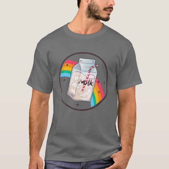 Camiseta Cartón de leche Arcoiris Japón estilo Otaku 80 Vap (Anverso)