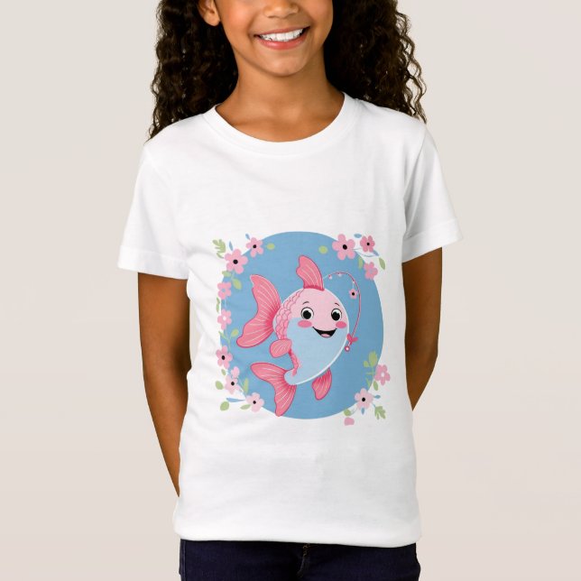 Camiseta Cartoon Angler Girl T-Shirt (Anverso)