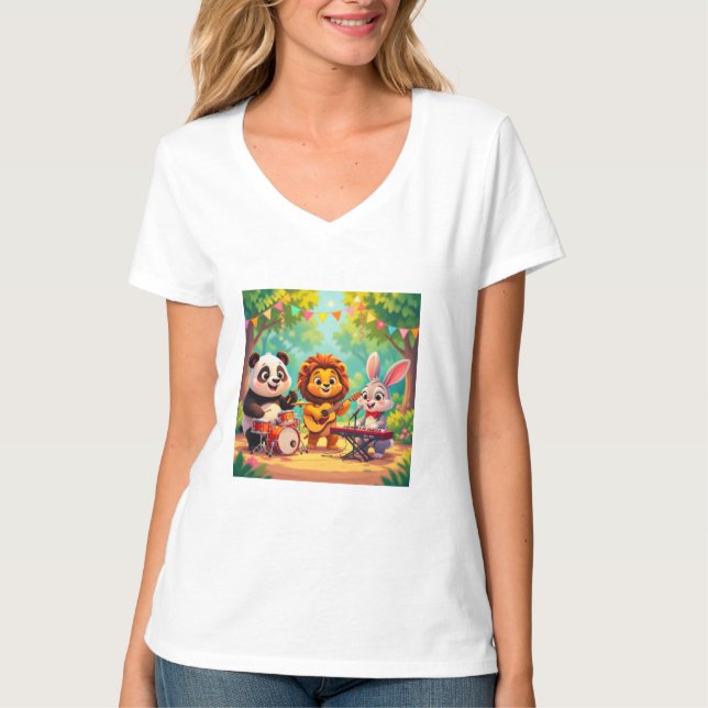 Camiseta 🎵 Cartoon Animal Music Party – Fun & Cute Musical (Anverso)