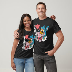 Camiseta Cartoon Blue Wolf with Text – "Crushing On You"