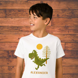 Camiseta Cartoon Cute Funny Running Dinosaur Jurassic Sun 