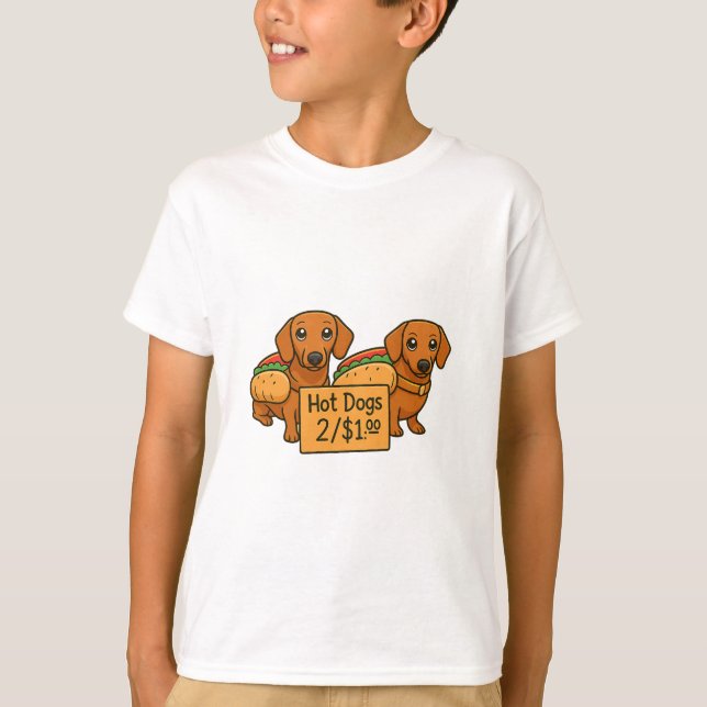 Camiseta Cartoon Dachshunds as hot dogs (Anverso)