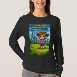 Camiseta Cartoon Girl Lost Innocence Past vs Future Graphic