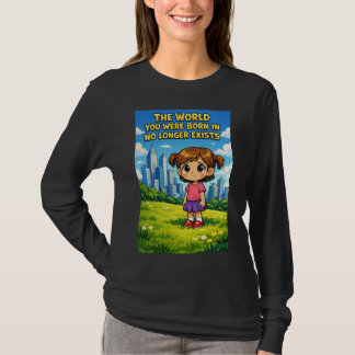 Camiseta Cartoon Girl Lost Innocence Past vs Future Graphic