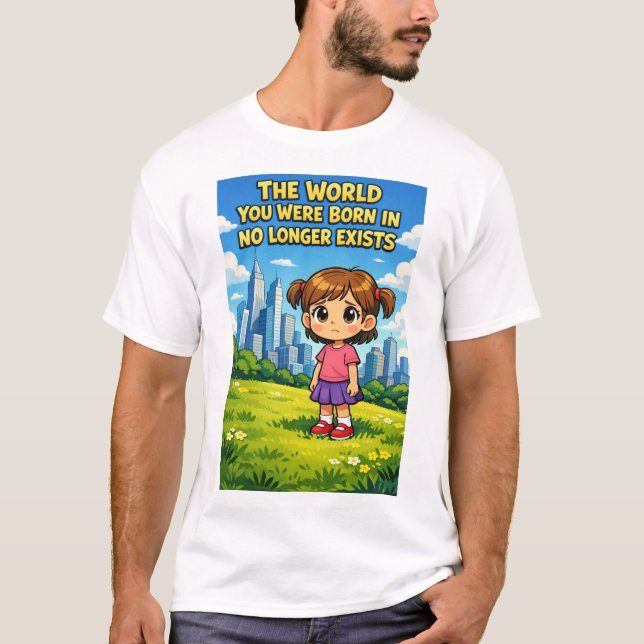 Camiseta Cartoon Girl Lost Innocence Past vs Future Graphic (Anverso)