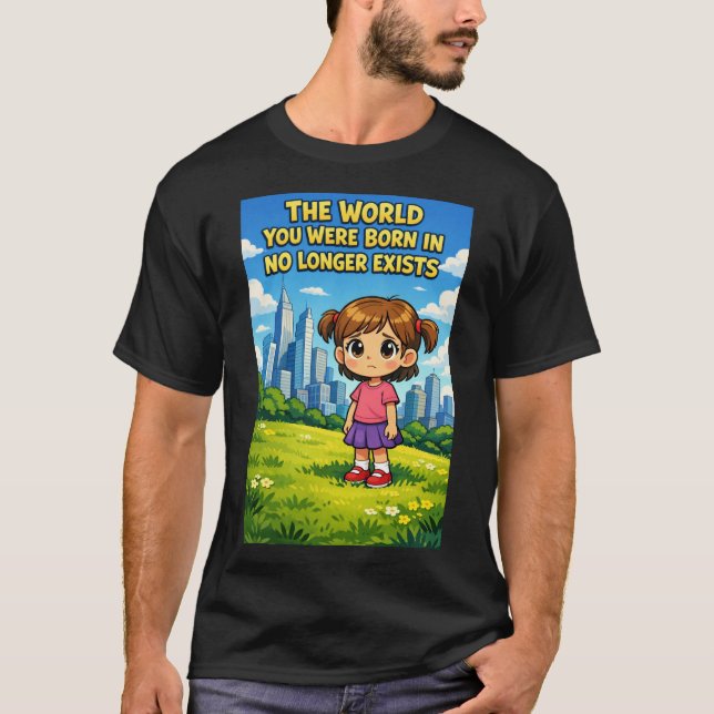 Camiseta Cartoon Girl Lost Innocence Past vs Future Graphic (Anverso)
