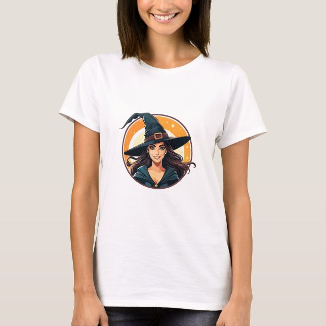 Camiseta Cartoon halloween witch portrait (Anverso)
