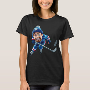 Camiseta Cartoon Hockey Player Skating with Intense Express
