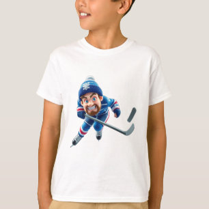 Camiseta Cartoon Hockey Player Skating with Intense Express