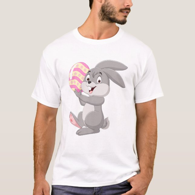 Camiseta Cartoon Little Bunny Holding Easter Egg Bunnies Ea (Anverso)