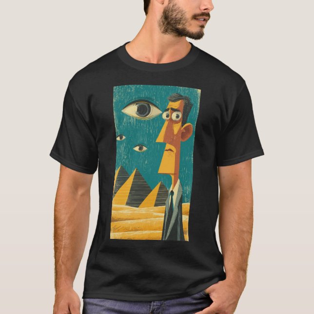 Camiseta Cartoon Man at Pyramids (Anverso)