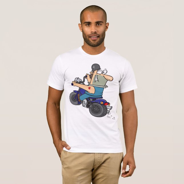 Camiseta Cartoon Man On A Motorcycle Mens T-Shirt (Anverso completo)