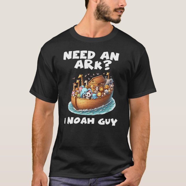 Camiseta Cartoon Need An Ark I Noah Guy Christian Funny Gif (Anverso)