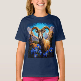Camiseta Cartoon Of A Colorado Bighorn Sheep Blue Columbine