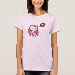 Camiseta Cartoon Pink Love Owl