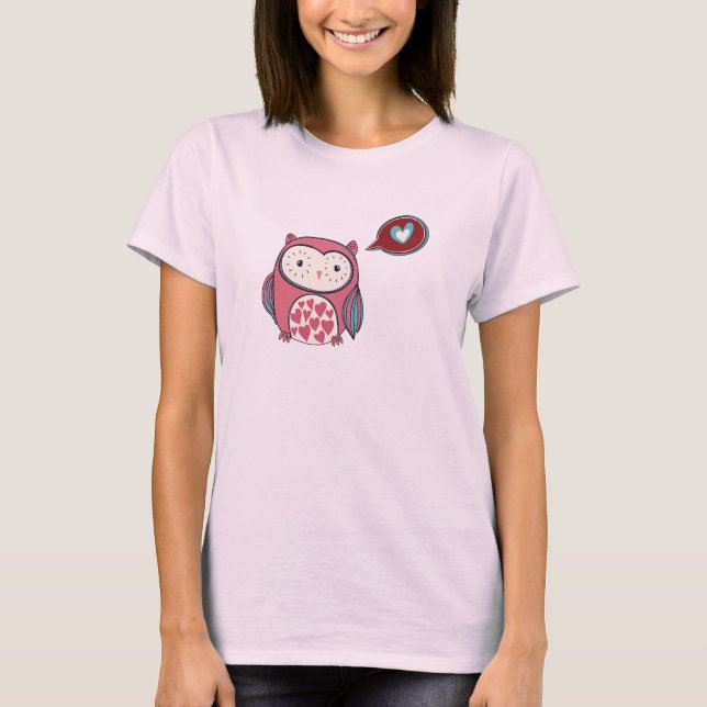 Camiseta Cartoon Pink Love Owl (Anverso)