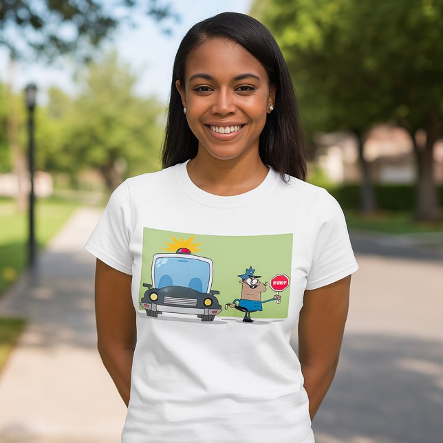 Camiseta Cartoon Police Officer Stop Sign T-Shirt (Subido por el creador)