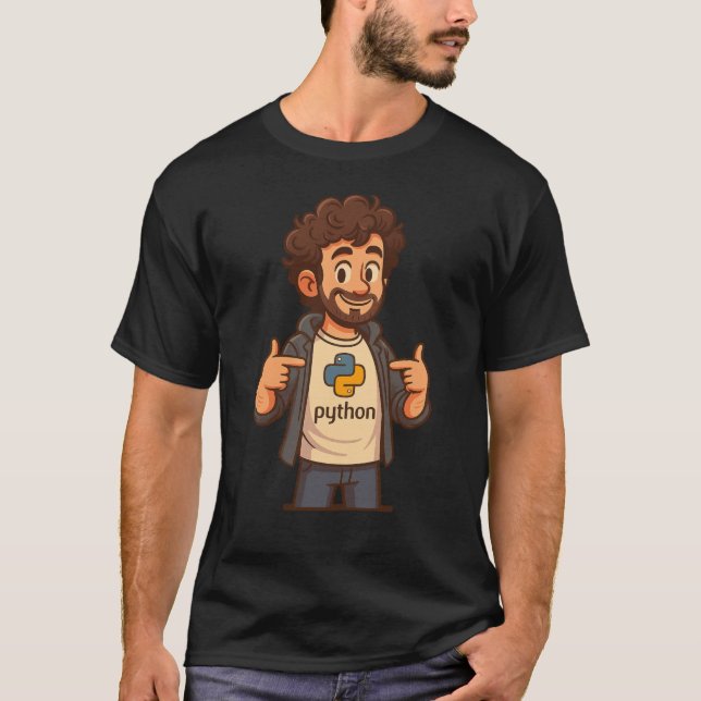 Camiseta Cartoon Python Programmer T-Shirt (Anverso)