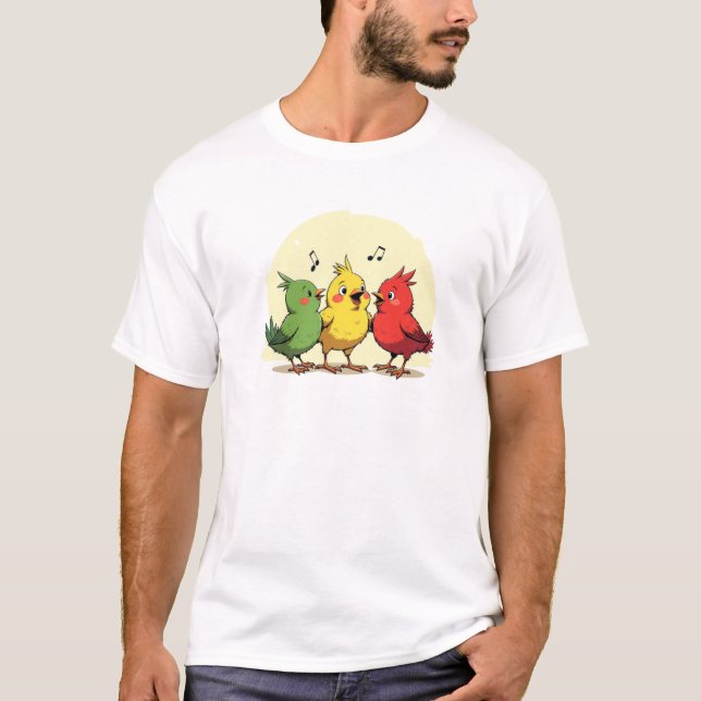 Camiseta Cartoon Three Birds Singing  (Anverso)