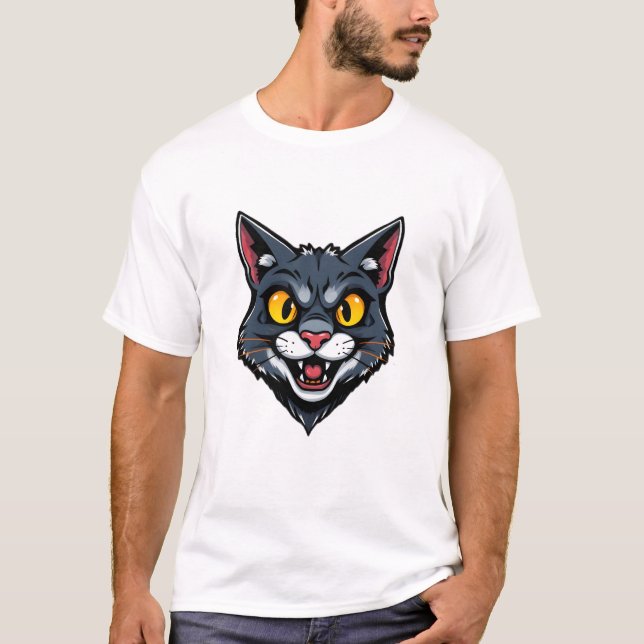 Camiseta Cartoonish Cat T-Shirt Print Design (Anverso)