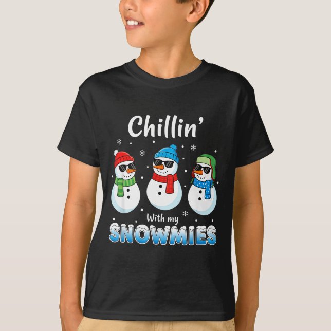 Camiseta Cartoons Chillin' With My Snowmies, Funny Snowman  (Anverso)
